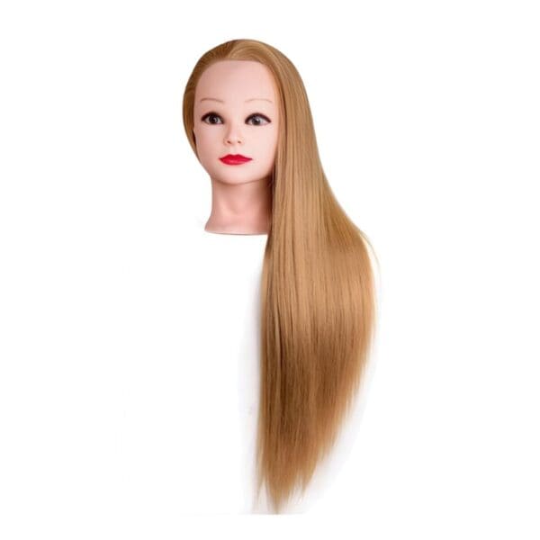 εκπαιδευτική κούκλα κομμωτικής 100% φυσική τρίχα ξανθιά 55cm βάση στήριξης