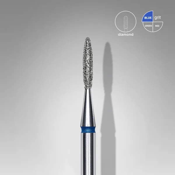 Diamond nail drill bit pointed flame blue EXPERT head diameter 1,6 mm / working part 8 mm