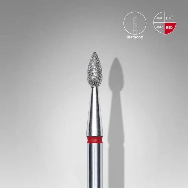 Diamond nail drill bit drop red EXPERT head diameter 2,3 mm / working part 5 mm