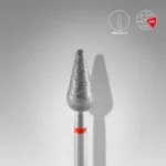 Diamond nail drill bit rounded pear red EXPERT head diameter 5 mm / working part 12 mm