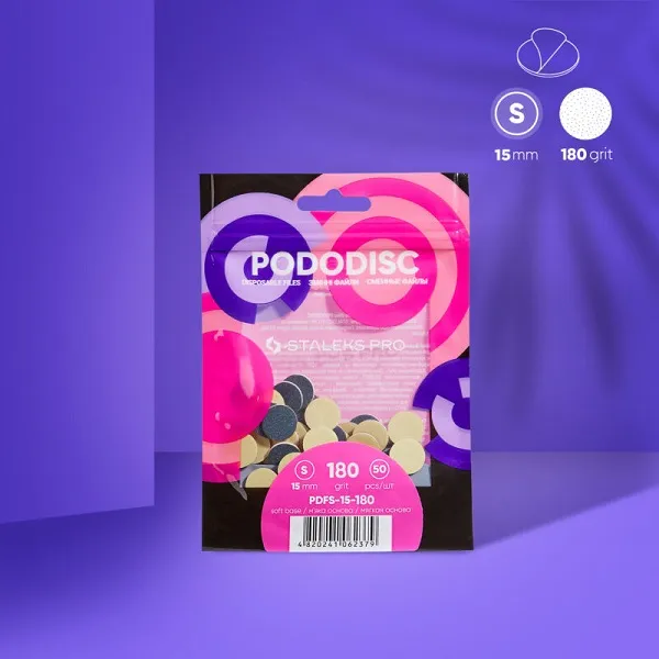 Disposable files on a soft base for pedicure disc Pododisc Staleks Pro S, 180 grit (50 pcs)