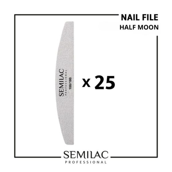 Semilac λίμα νυχιών γκρι μισοφέγγαρο half moon 100/180 25 τεμάχια