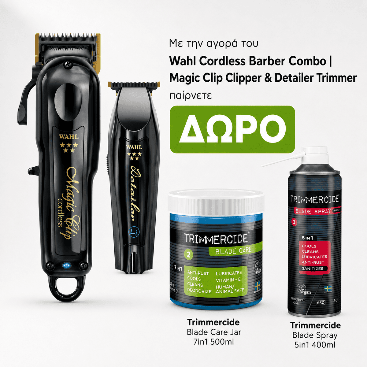 wahl-cordless-barber-combo-limited-edition-black WAHL CORDLESS BARBER COMBO | MAGIC CLIP CLIPPER & DETAILER TRIMMER - Image 1