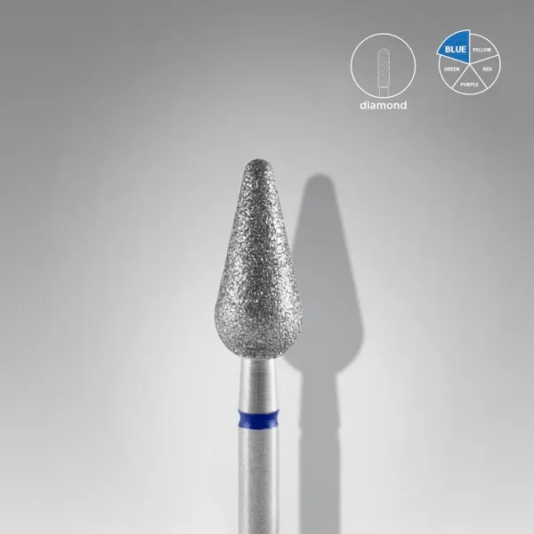 Diamond nail drill bit rounded pear blue EXPERT head diameter 5 mm / working part 12 mm